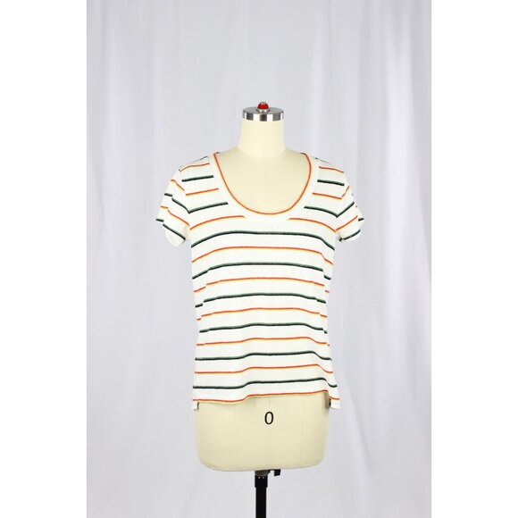 MADEWELL City Tee White Walcott Striped Linen Blend Scoop Neck T-Shirt, Size XS - Picture 4 of 13